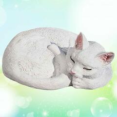 Спящий кот калачиком белый