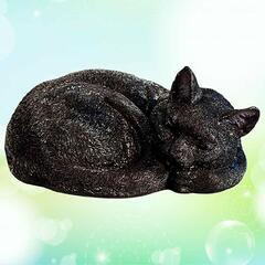 Спящий кот калачиком черный